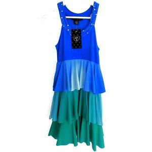 NWT Flowers by Zoe Blue/green Layered dress size XL